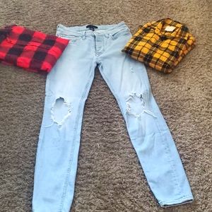 Distressed light denim
